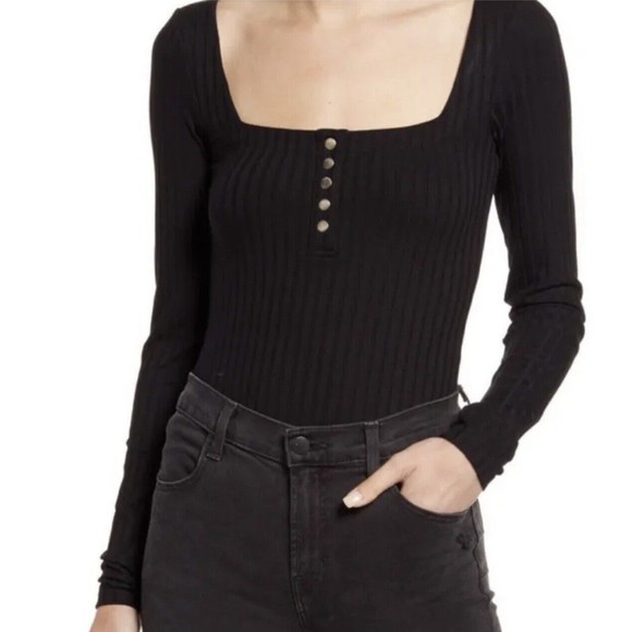 NWT Allsaints Katrina LS Bodysuit WM014V Black Size 6 US/10 UK - Picture 1 of 12